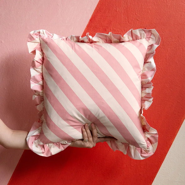 Peony Stripe Ruffle Cushion (PRE-ORDER)-Cushions-Antipodream