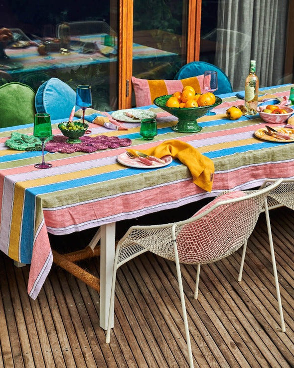 Majorca Stripe Woven Linen Tablecloth-Table Cloths-KIP & CO-Antipodream
